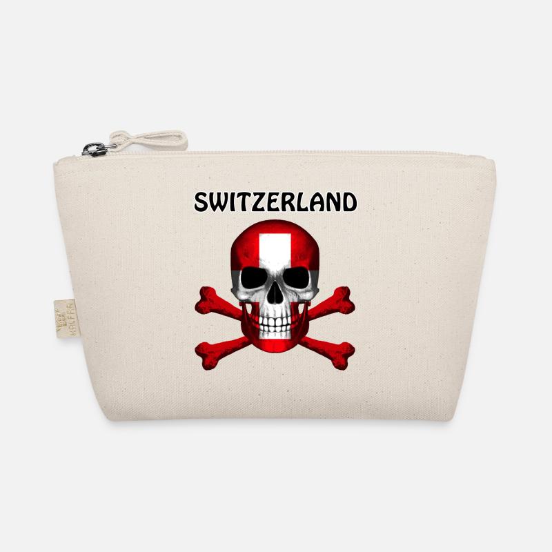 Skull Jolly Roger Pirate Flag Switzerland R6Z - Bio-Täschchen - Natur