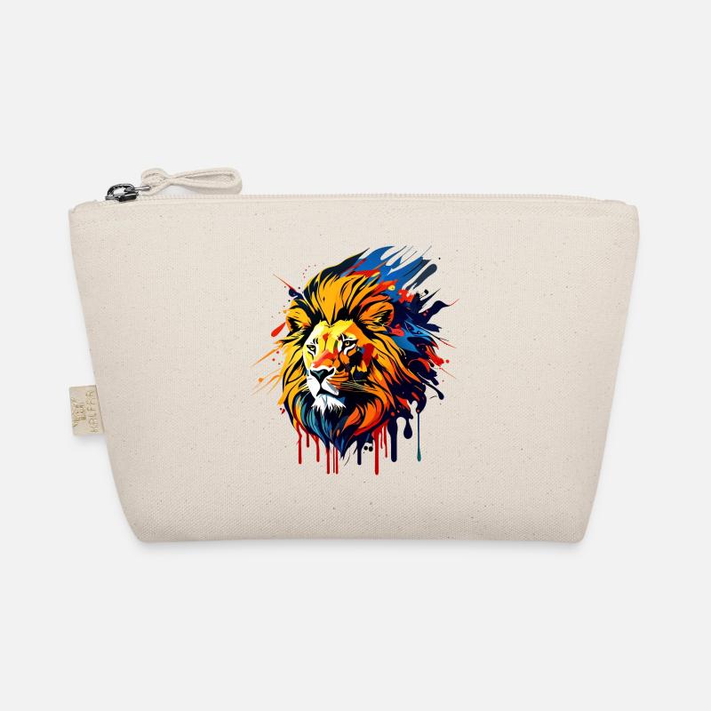 Lion's head with mane, colored - Organic Pouch - nature