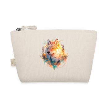 Wolf Wolfskopf Natur Wildnis Wald Bäume Kunst - Bio-Täschchen - Natur - Vorne