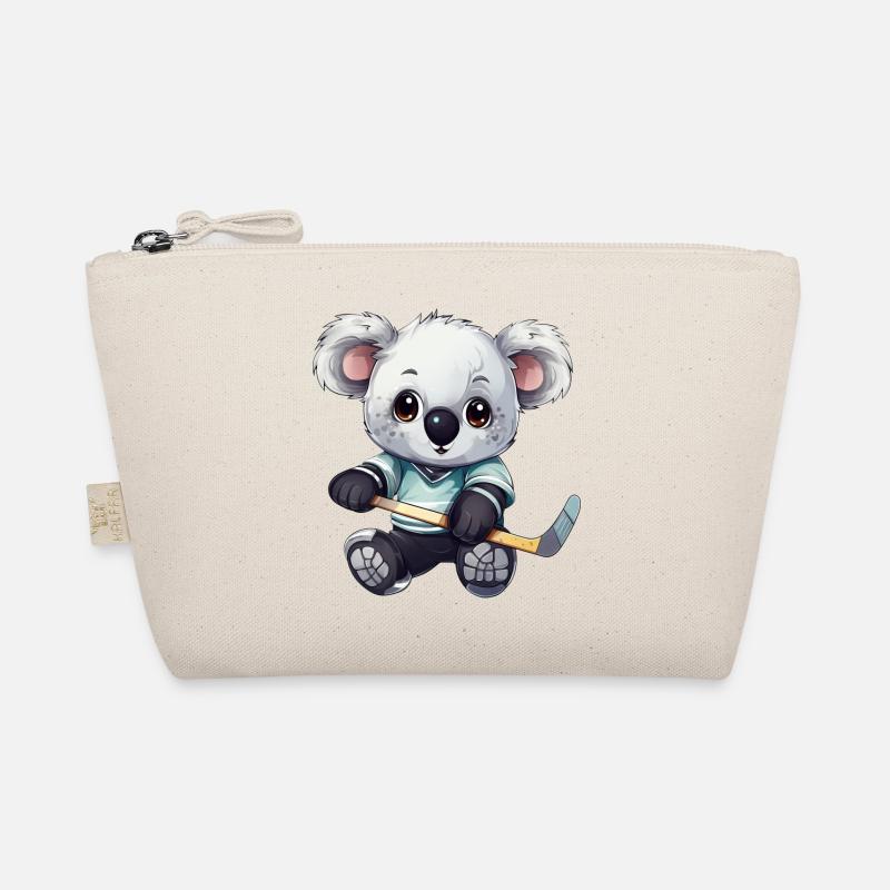 Koala spielt Eishockey, Sportliches Tierdesign - Bio-Täschchen - Natur
