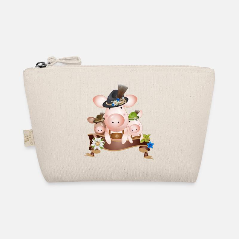 Trois cochons mignons enchanteurs en costume traditionnel Trousse biologique