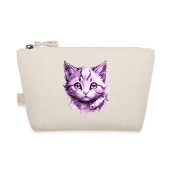 Chaton Violet avec poisson - Trousse biologique - nature - Devant