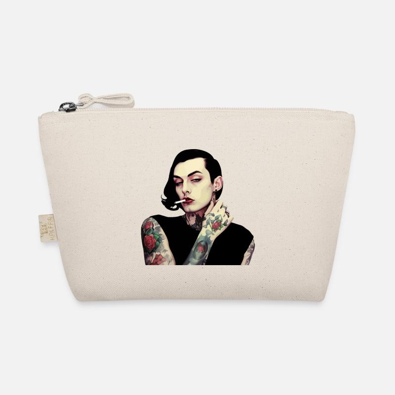 Gothic Tattooed Woman with Cigarette Organic Pouch