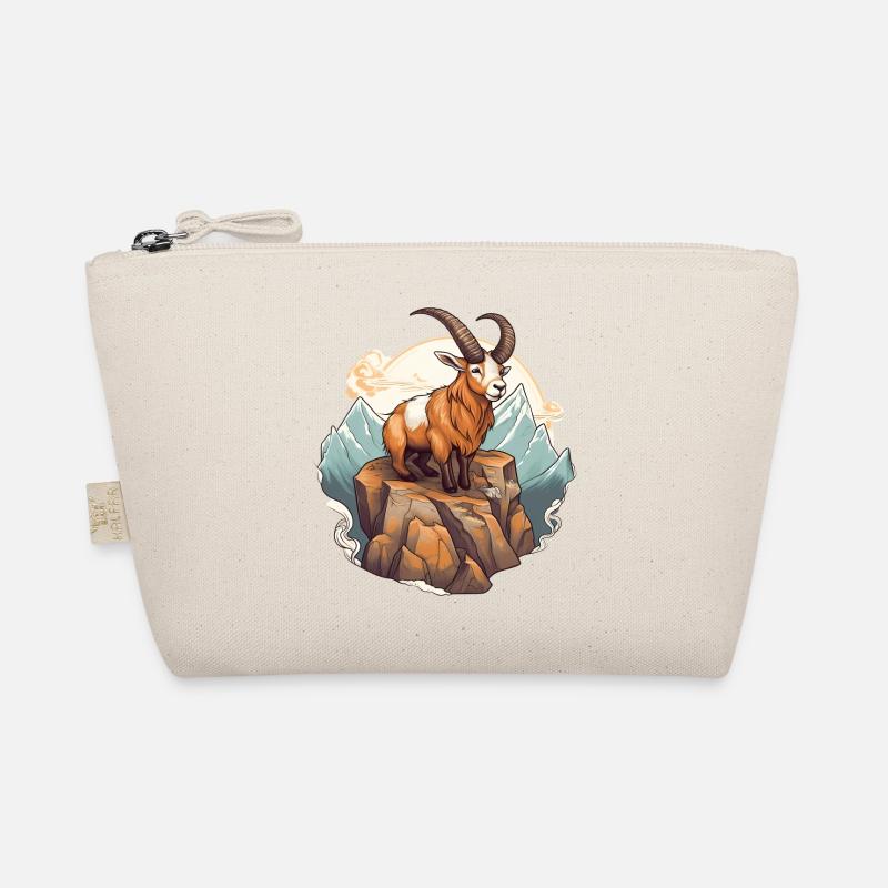 Mountain goat with horns in alpine style Organic Pouch