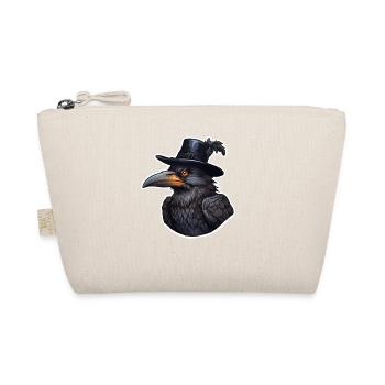 Krähe mit Hut halloween - Bio-Täschchen - Natur - Vorne