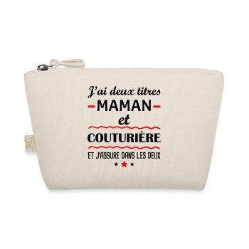 Deux titres maman et couturière, cadeau couture - Trousse biologique - nature - Devant