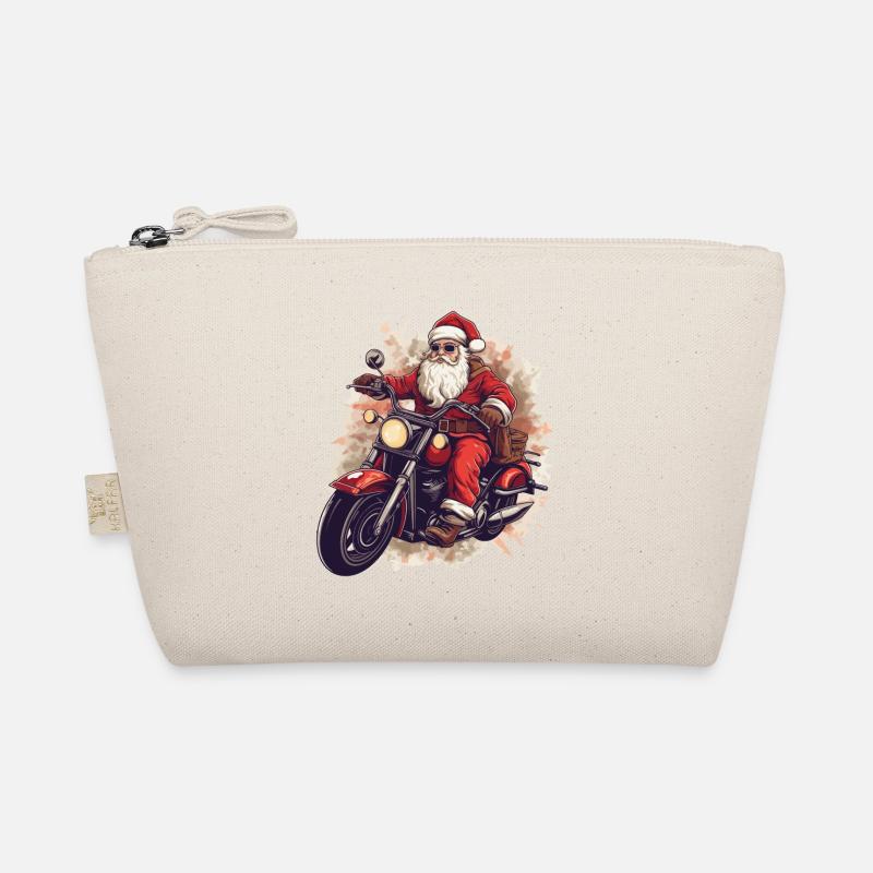 Weihnachtsmann Motorrad Sonnenbrille Weihnachten - Bio-Täschchen - Natur
