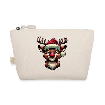Festliches Rudolf das Rentier Weihnachtsmotiv - Bio-Täschchen - Natur - Vorne
