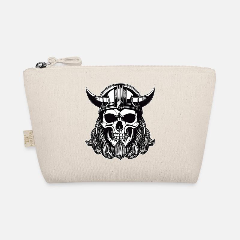 Cool Viking Skull - Organic Pouch - nature