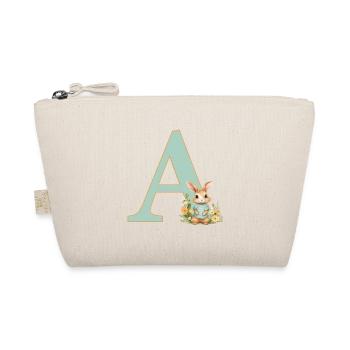 Buchstabe A, Monogramm, Blumen, Hase - Bio-Täschchen - Natur - Vorne