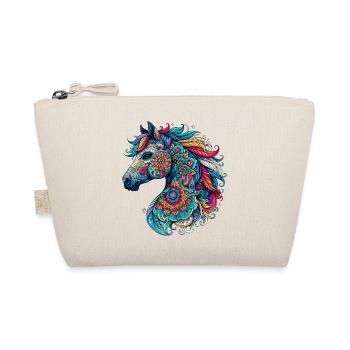 Horse decorated with Mandalas - Organic Pouch - nature - Front