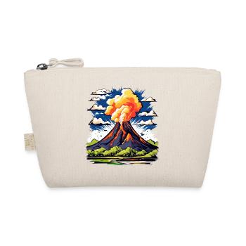 active volcano with ash cloud and lava flows - Organic Pouch - nature - Front