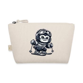 Affe Gorilla Schimpanse Ski Skifahrer Design - Bio-Täschchen - Natur - Vorne