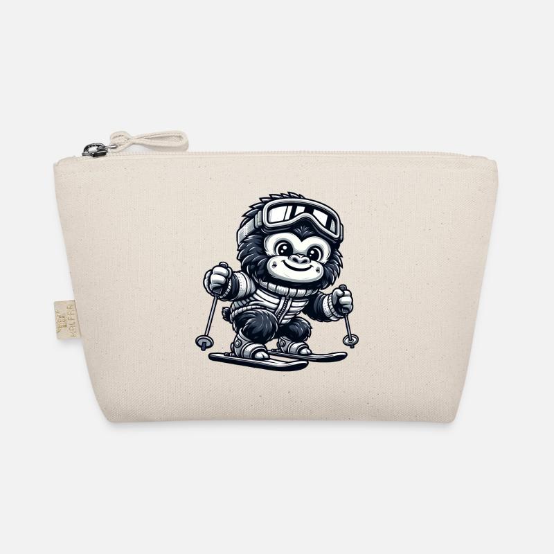 Affe Gorilla Schimpanse Ski Skifahrer Design Bio-Täschchen