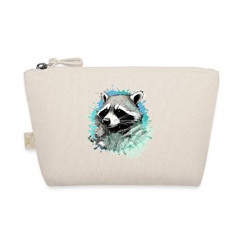 raccoon, black-and-white, grey, watercolor, colorful - Organic Pouch - nature - Front