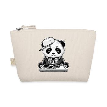 cooles Panda-Motiv als DJ mit Kopfhörer - Bio-Täschchen - Natur - Vorne