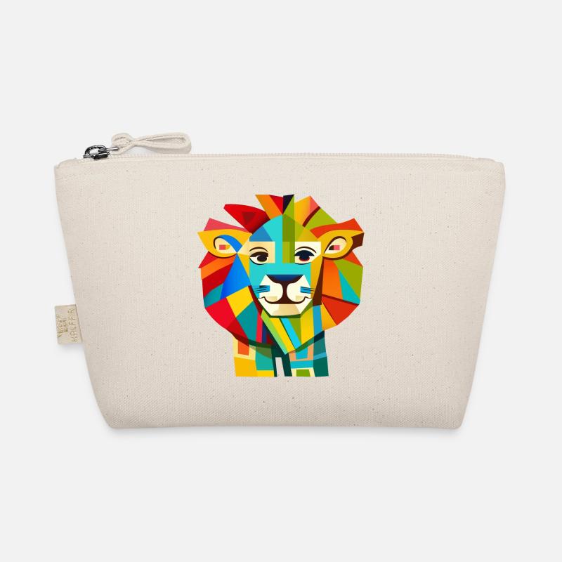 Abstract Lion (Geometric Shapes, Colorful) Organic Pouch