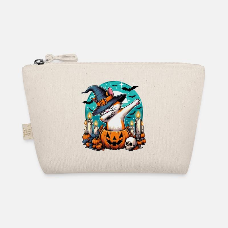 Halloween Katze Dab Hexenhut für Katzenliebhaber - Bio-Täschchen - Natur