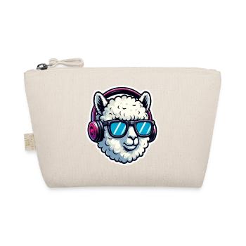 Alpaca with sunglasses and headphones - Organic Pouch - nature - Front