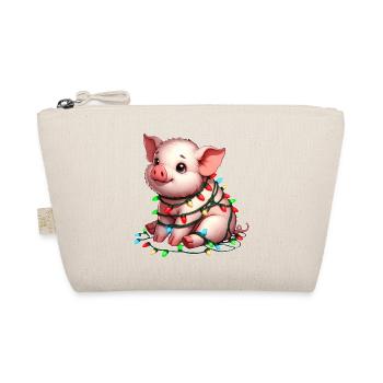 Cochon de Noël mignon avec des guirlandes lumineuses - Trousse biologique - nature - Devant
