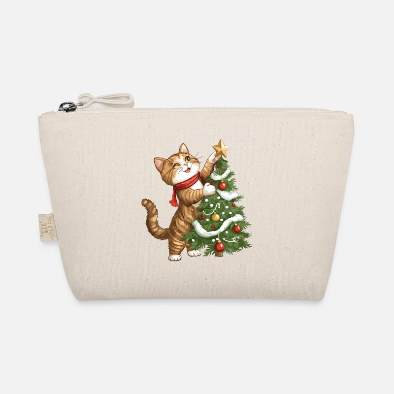 Katze Weihnachtsbaum Weihnachten Xmas Süß Lustig - Bio-Täschchen - Natur