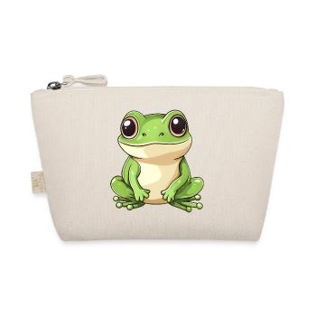 cute frog - Green - Cheerful design. - Organic Pouch - nature - Front