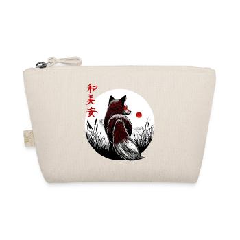 Kitsune Kawaii Japanese landscape - red kanji - Organic Pouch - nature - Front