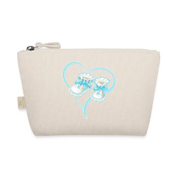 Blue Heart with Baby Shoes for Boys - Organic Pouch - nature - Front