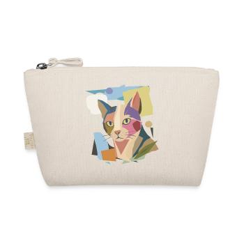 Abstract cat in modern color block design - Organic Pouch - nature - Front
