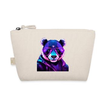 Cyberpunk Panda with Neon Glasses - Organic Pouch - nature - Front