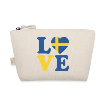 Black and White Sweden Flag Heart Shaped Design - Organic Pouch - nature - Front