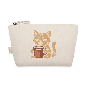Tired Coffee Cat – Funny Cat Motif - Organic Pouch - nature - Front