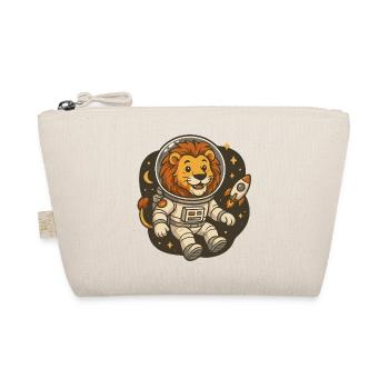 Lion in astronaut costume with rocket - Organic Pouch - nature - Front