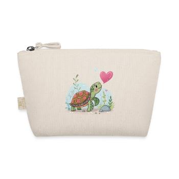 Dreamy turtle with a floral heart - Organic Pouch - nature - Front