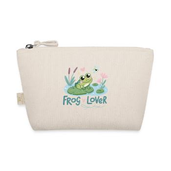 Süßer Frosch mit Lotus- und Blumenmuster - Bio-Täschchen - Natur - Vorne