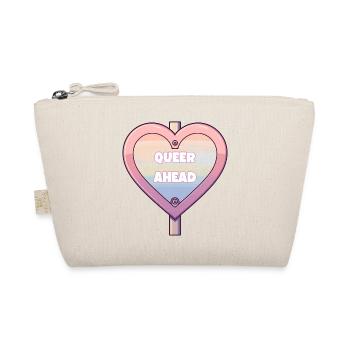 Queer Ahead – Rainbow Heart Design - Organic Pouch - nature - Front