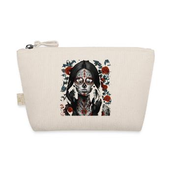 Sugar Skull Maiden Floral Tattoo - Organic Pouch - nature - Front
