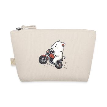 Ours blanc biker retro moto - Trousse biologique - nature - Devant