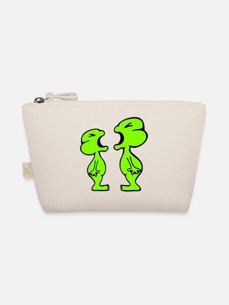 2 frogs shouting angrily at funny arguing - Organic Pouch - nature - Front