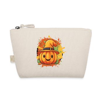 Pumpkin Witch Hat Fun Design - Organic Pouch - nature - Front
