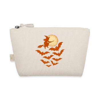 Flying Witch with Bats – Halloween Design - Organic Pouch - nature - Front