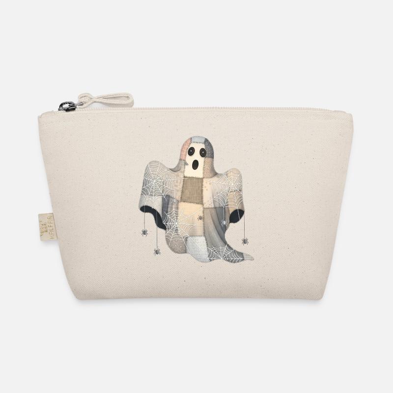 Patchwork Geist mit Spinnennetzen - Bio-Täschchen - Natur