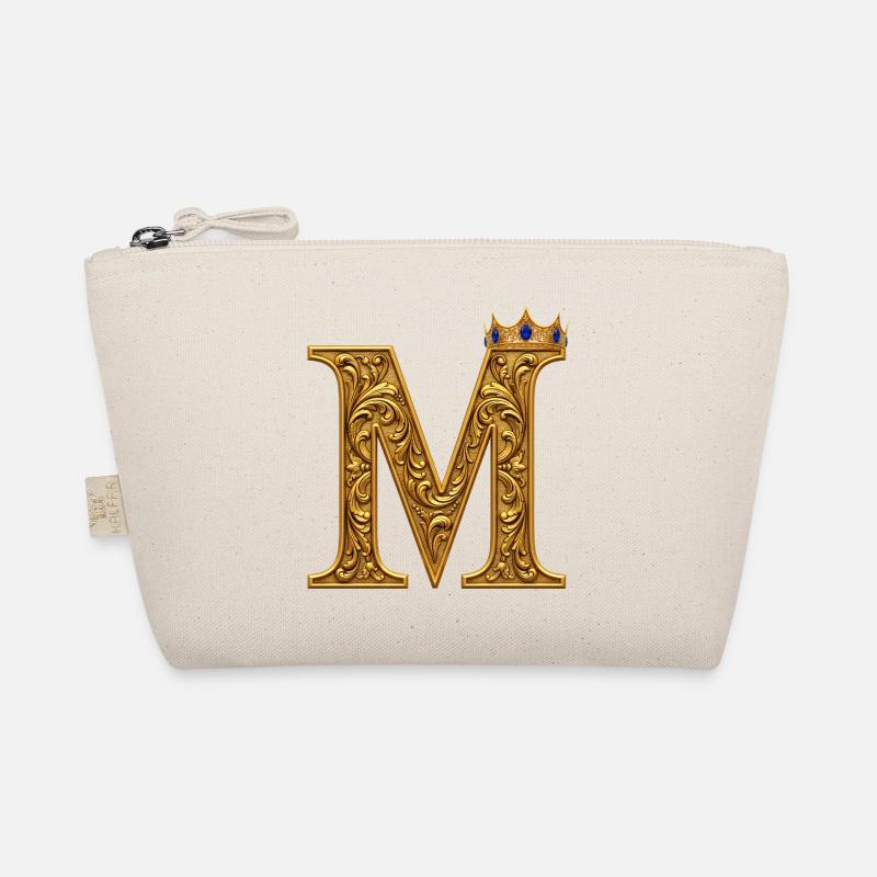 Barockes M Monogramm aus Gold Bio-Täschchen