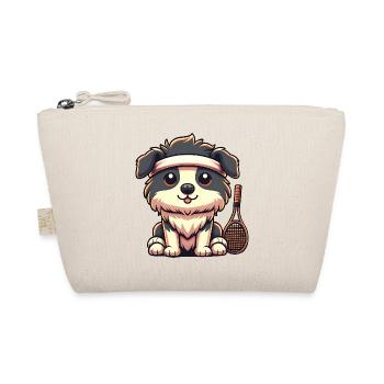 Chien de tennis avec bandeau et raquette - Trousse biologique - nature - Devant