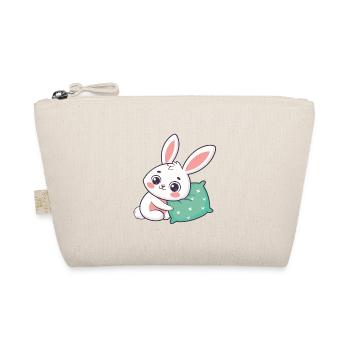 Cuddly bunny and green cushion - Organic Pouch - nature - Front