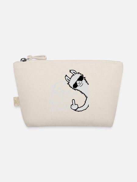 Rage Bait Llama Alpaca Sunglasses Middle Finger - Organic Pouch - nature - Front