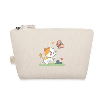 Playful Cat and Butterfly - Organic Pouch - nature - Front