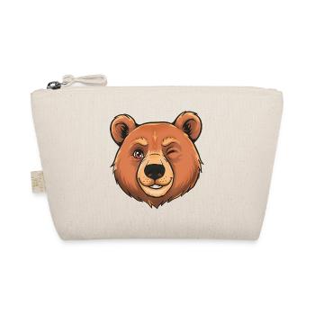 Winking Bear Cartoon - Organic Pouch - nature - Front