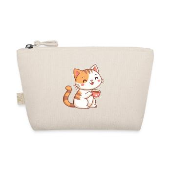 Chat kawaii au café - Trousse biologique - nature - Devant