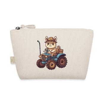 Alpaca Llama Tractor Farmer - Organic Pouch - nature - Front